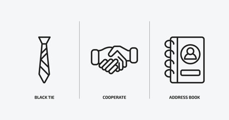 Poster - business outline icons set. business icons such as black tie, cooperate, address book vector. can be used web and mobile.