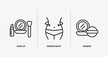 Poster - beauty outline icons set. beauty icons such as make up, women waist, powder vector. can be used web and mobile.
