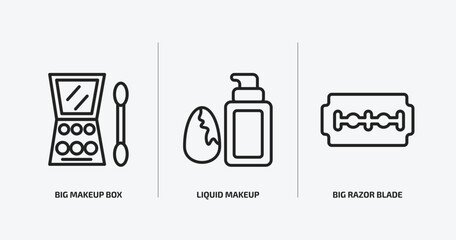 Aufkleber - beauty outline icons set. beauty icons such as big makeup box, liquid makeup, big razor blade vector. can be used web and mobile.