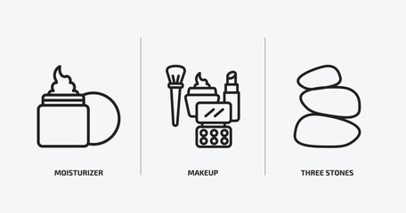 Poster - beauty outline icons set. beauty icons such as moisturizer, makeup, three stones vector. can be used