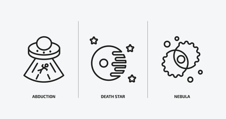 Poster - astronomy outline icons set. astronomy icons such as abduction, death star, nebula vector. can be used web and mobile.