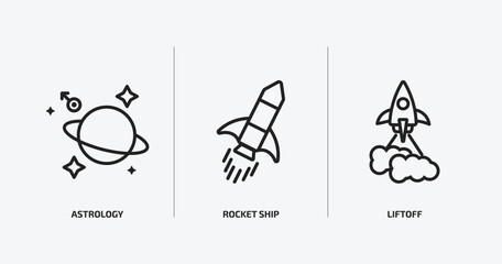 Poster - astronomy outline icons set. astronomy icons such as astrology, rocket ship, liftoff vector. can be used web and mobile.