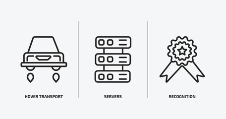 Poster - artificial intellegence outline icons set. artificial intellegence icons such as hover transport, servers, recognition vector. can be used web and mobile.