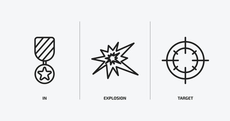 Poster - army and war outline icons set. army and war icons such as in, explosion, target vector. can be used web and mobile.