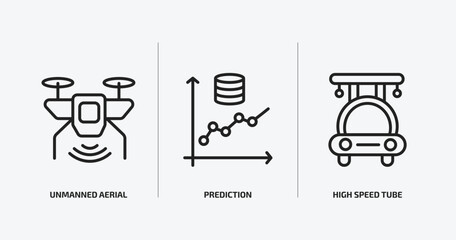 Poster - artificial intellegence outline icons set. artificial intellegence icons such as unmanned aerial vehicle, prediction, high speed tube vector. can be used web and mobile.