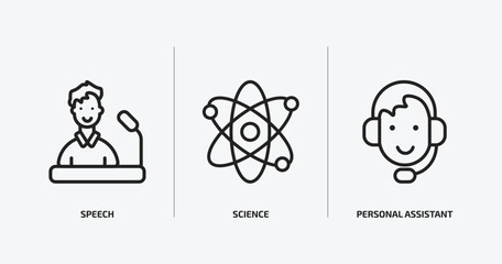 Poster - artificial intellegence outline icons set. artificial intellegence icons such as speech, science, personal assistant vector. can be used web and mobile.