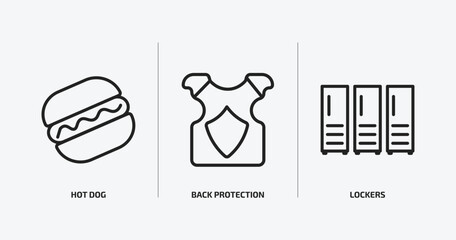 Poster - american football outline icons set. american football icons such as hot dog, back protection, lockers vector. can be used web and mobile.