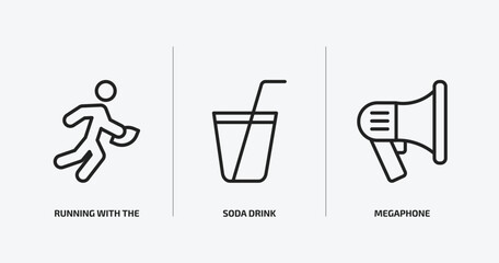 Poster - american football outline icons set. american football icons such as running with the ball, soda drink, megaphone vector. can be used web and mobile.