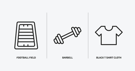 Poster - american football outline icons set. american football icons such as football field, barbell, black t shirt cloth vector. can be used web and mobile.