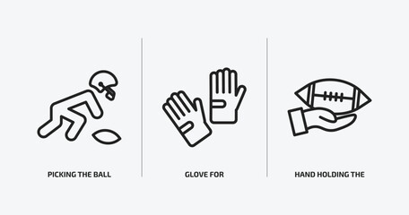 Poster - american football outline icons set. american football icons such as picking the ball, glove for, hand holding the ball vector. can be used web and mobile.