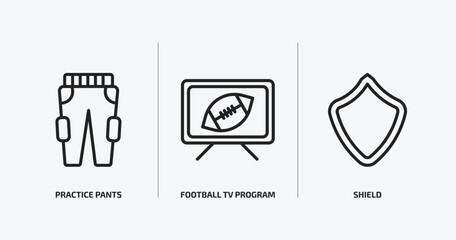 Poster - american football outline icons set. american football icons such as practice pants, football tv program, shield vector. can be used web and mobile.