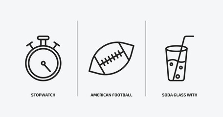 Poster - american football outline icons set. american football icons such as stopwatch, american football, s
