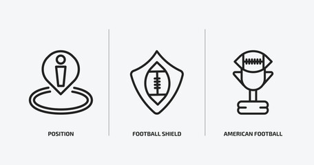 Poster - american football outline icons set. american football icons such as position, football shield, american cup vector. can be used web and mobile.