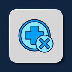 Canvas Print - Filled outline Cross hospital medical icon isolated on blue background. First aid. Diagnostics symbol. Medicine and pharmacy sign. Vector