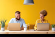© ADDICTIVE STOCK - Couple working with their laptop in a coworking. Generative AI