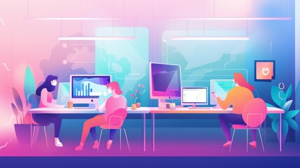 flat design illustration for a tech company