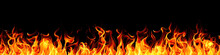 Fire Flames On Black Background. Fire Fiery Background, Red Flames, Sparks And Waving White Smoke On Black Background. Flaming Effect With Burning Fire. Generative AI