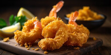 delicious fried breaded shrimp dish .Generative Ai
