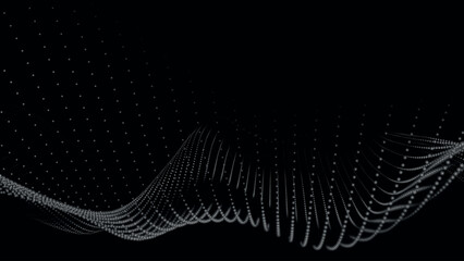 Poster - Abstract digital particle wave. Futuristic dotted wave. Technology background vector. Vector illustration