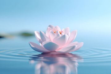 Wall Mural - White zen lotus flower on water, meditation, serenity and spirituality concept, illustration generative ai