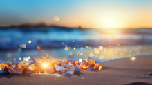 夏、ビーチ、花火、壁紙、背景 |summer, Beach, Fireworks, Wallpaper, Background,Generative AI