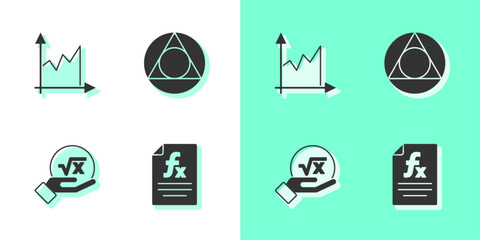 Poster - Set Function mathematical symbol, Graph, schedule, chart, diagram, Square root of x glyph and Triangle icon. Vector