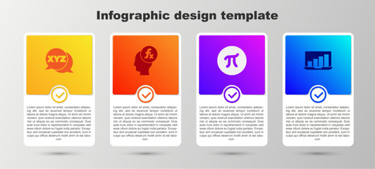 Wall Mural - Set XYZ Coordinate system, Function mathematical symbol, Pi and Laptop with graph chart. Business infographic template. Vector