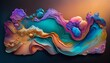 wavy fantasy illustration, colorful translucent swirls, abstract alcohol ink technique art painting, generative ai 