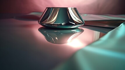 Wall Mural -  a shiny glass sitting on top of a shiny table top.  generative ai