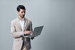 © SHOTPRIME STUDIO - man smiling stylish laptop suit freelancer computer copyspace job business internet