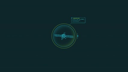 HUD element - animation of 3D satellite with a text callout.
