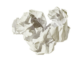 A ball of crumpled paper as a concept of a discarded idea isolated on a transparent