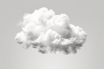 A single white cloud floating gracefully, representing tranquility and peacefulness, isolated on a white background, generative ai.