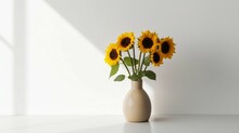 Sunflowers In A Vase. Generative Ai