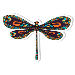 Wall Mural - Sticker Dragonfly. Coloring page for adults anti stress in zentangle style.