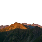 Fototapeta Natura - Mountains in the morning a view of a mountain range at sunset on white background transparent PNG background