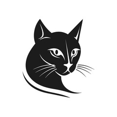 Wall Mural - Cat face. Black logo on a white background. Vector illustration