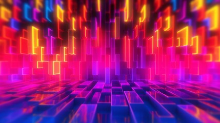 Wall Mural - abstract neon cube lights for background. generative ai