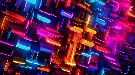 Wall Mural - abstract neon cube lights for background. generative ai