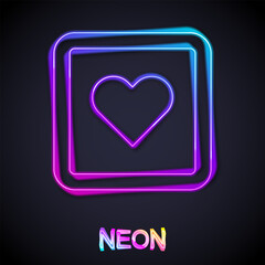 Canvas Print - Glowing neon line Like heart icon isolated on black background. Counter Notification Icon. Follower Insta. Vector