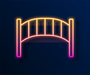 Poster - Glowing neon line Playground kids bridge icon isolated on black background. Vector