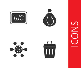 Wall Mural - Set Trash can, Toilet, Bacteria and Garbage bag icon. Vector