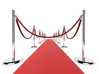 3d rendered illustration of a red carpet and barrier