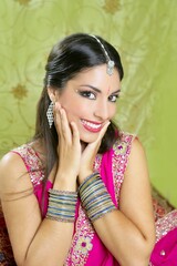 Wall Mural - Beautiful indian brunette young woman with traditional fashion