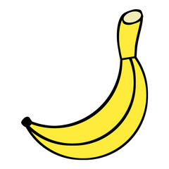 Wall Mural - Single banana illustration on transparent background.Banana icon in png format. Illustration of drawing banana.