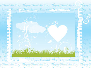 Poster - grungy frame of  hearts and cloud, vector