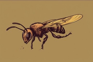 Poster - bee on a brown background Generative AI