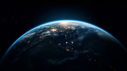 planet earth from space at night. city lights on the planet. life of people. solar system element. .