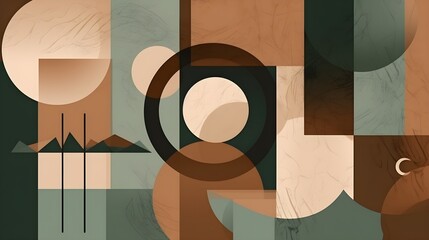 Fototapete - Simple contemporary retro color trendy texture background abstract colorful geometric shape wallpaper and backdrop. Artistic digital art element design material. Generative AI technology.