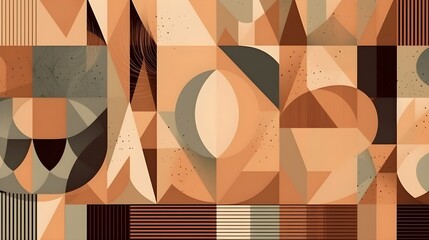 Fototapete - Simple contemporary retro color trendy texture background abstract colorful geometric shape wallpaper and backdrop. Artistic digital art element design material. Generative AI technology.
